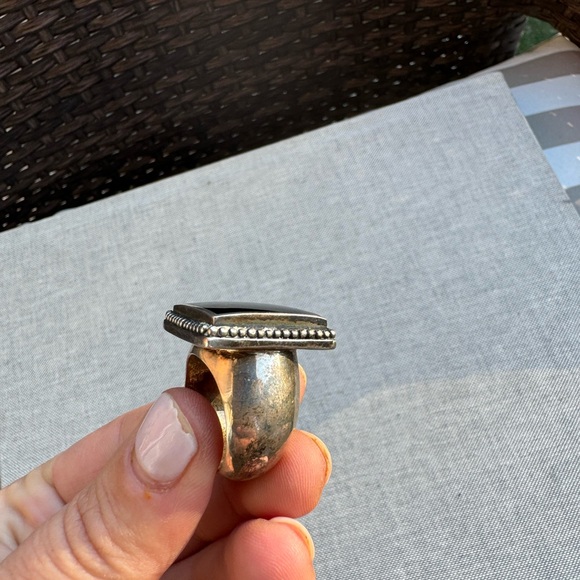 EXEX by Claudia Agudelo 925 Sterling Silver Bold Ring with Square Onyx - Picture 4 of 13